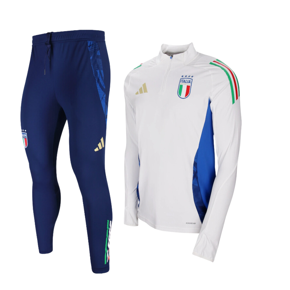 Italy FIGC White Quarter Zip Drill Tracksuit 24/25